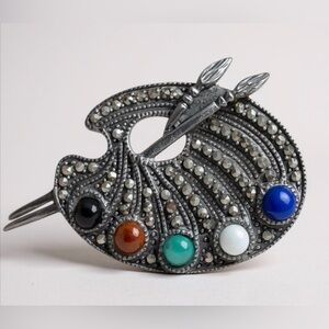 Sarah Beth Vintage Palette Brooch with Colorful Stones